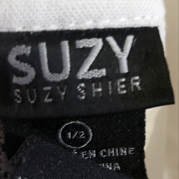 Suzy Shier Skirt A-Line Linen White Silk Ribbon Belt Back Zip Boho Woman 27 EUC - Picture 11 of 11